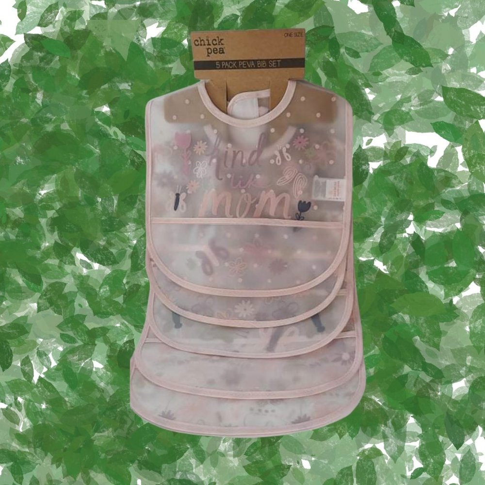 Chick Pea - 5 Pack Pocket Peva Bib Set - Cutesy Bibs - Great Baby Shower Gift